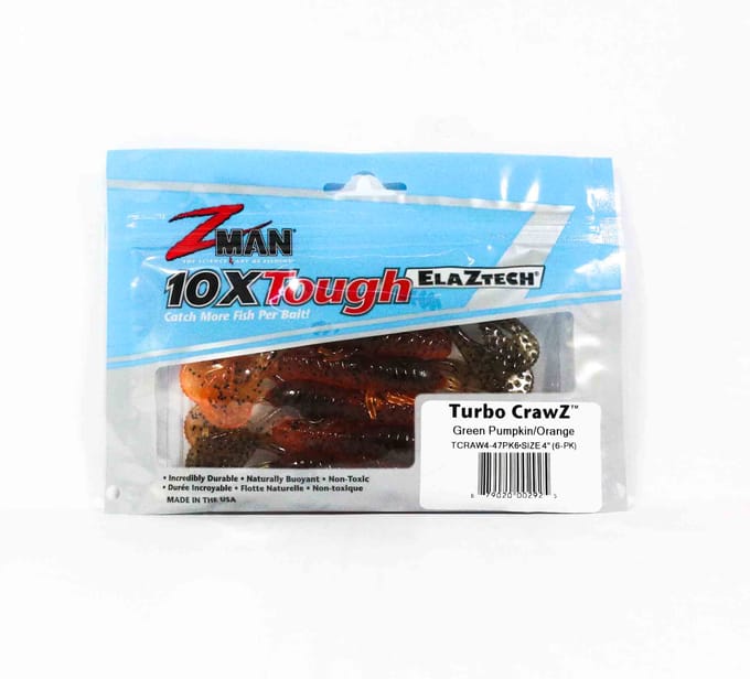 Zman Soft Lure Turbo CrawZ 4 Inch 6/Pack Groene Pompoen Oranje (2925) blue