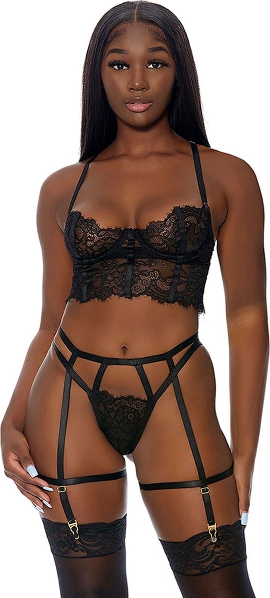 Forplay Blooming Beauty - Lingerie Set black M