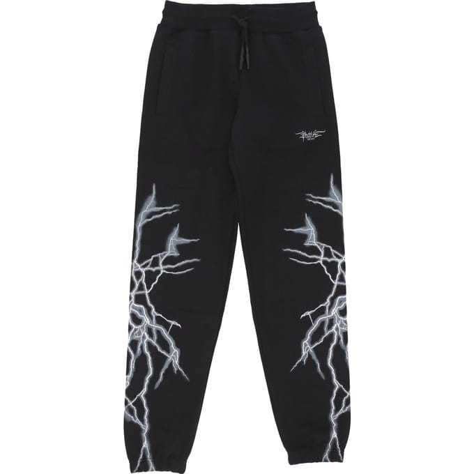 Lichtgewicht trainingsbroek heren laterale bliksemprint broek zwart/wit