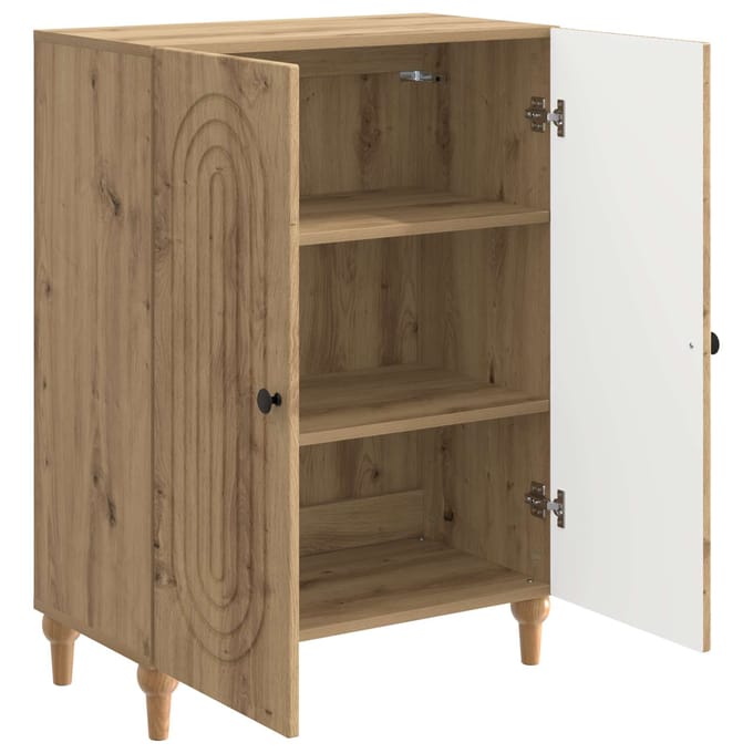vidaXL - Dressoir - Artisanaal - eiken - 66 - x - 34,5 - x - 90 - cm - Bewerkt - hout