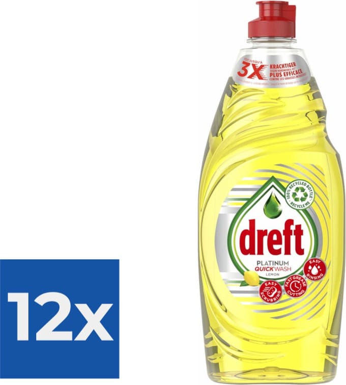 Dreft Platinum Quickwash Afwasmiddel Citroen 625 ml - Voordeelverpakking 12 stuks