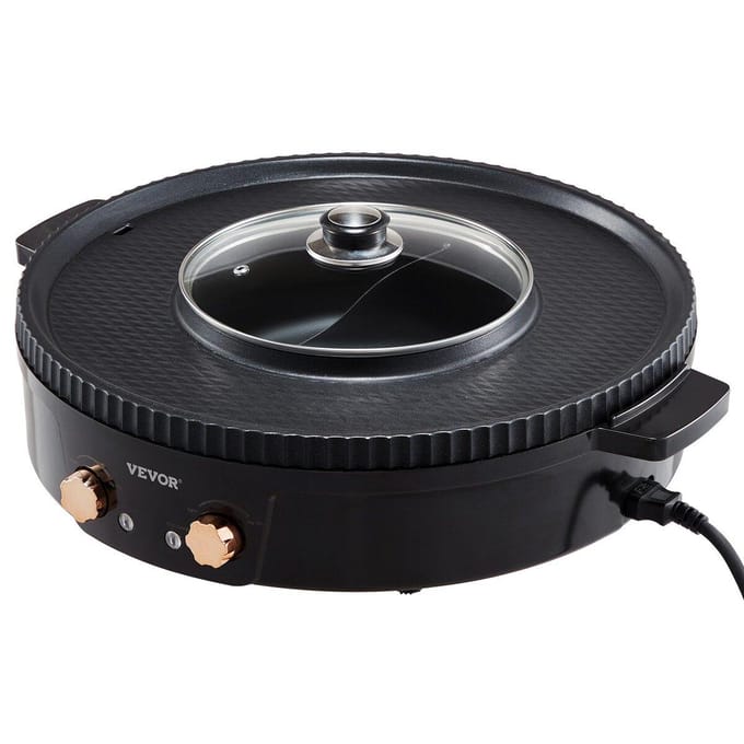 Fondue et Grill Électrique 1800W 2-en-1 Sans Fumée