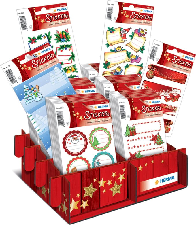 Herma kerstcadeaustickers, displayverpakking