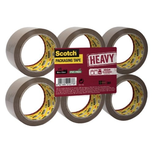 Scotch Verpakkingstape, Heavy -Flat Pack/6 rollen, Bruin, 50 mm x 66 m, pp 237