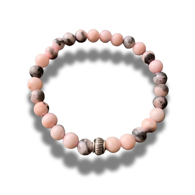 Armband - natuursteen - Pink Zebra Jaspis - 6 mm 19 cm - met zilverkleurig element