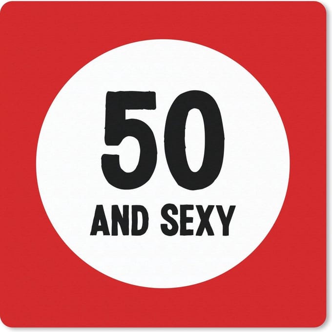 Muismat 20x20 cm - Mousepad Jubileum - 50 Jaar - Rood - Wit - Muismatten