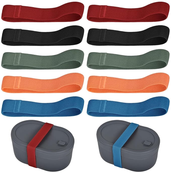Elastische Bento Box Riemen - Set van 10 - Diverse Kleuren - Nylon