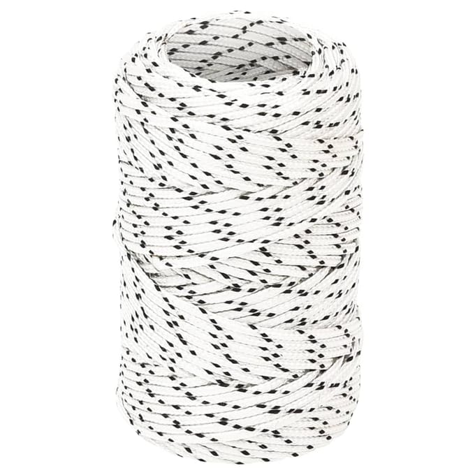 vidaXL - Boottouw - gevlochten - 2 - mmx25 - m - polyester - wit