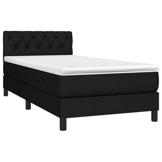 vidaXL - Boxspring - met - matras - en - LED - stof - zwart - 80x200 - cm