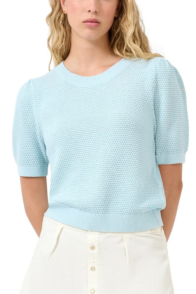 Korte mouwen gestructureerd shirt met ronde hals voor dames QS Regular Fit