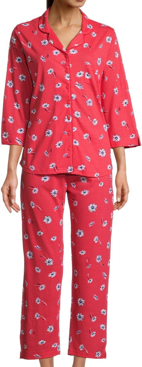 Rode dames doorknoop pyjama Hajo Madelief - Rood - Maat - 48/50