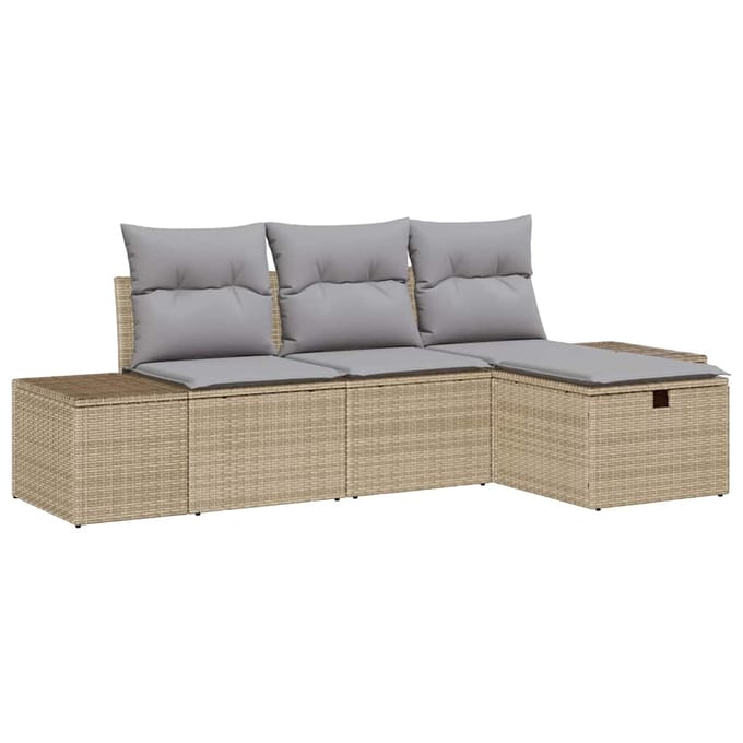 vidaXL - Tuinbank - Set - 4 - st - poly - rattan