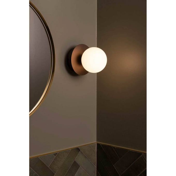 Globen Lighting wandlamp ART DECO, brons/wit Ø 16 cm IP44
