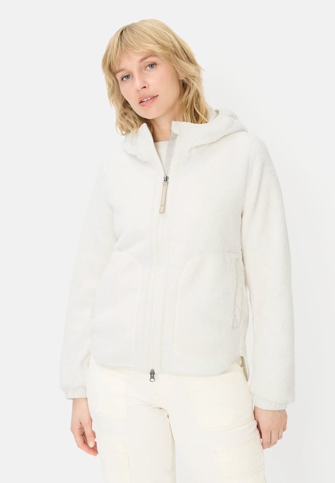 camel active Polar fleecevest met vaste capuchon - Maat womenswear-48 - Melkwit