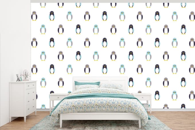 Behang - Fotobehang Design - Dieren - Pinguïn - Breedte 345 cm x hoogte 220 cm