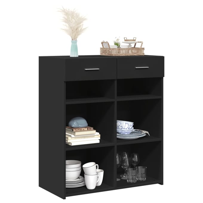 vidaXL - Dressoir - 80x42,5x93 - cm - bewerkt - hout - zwart