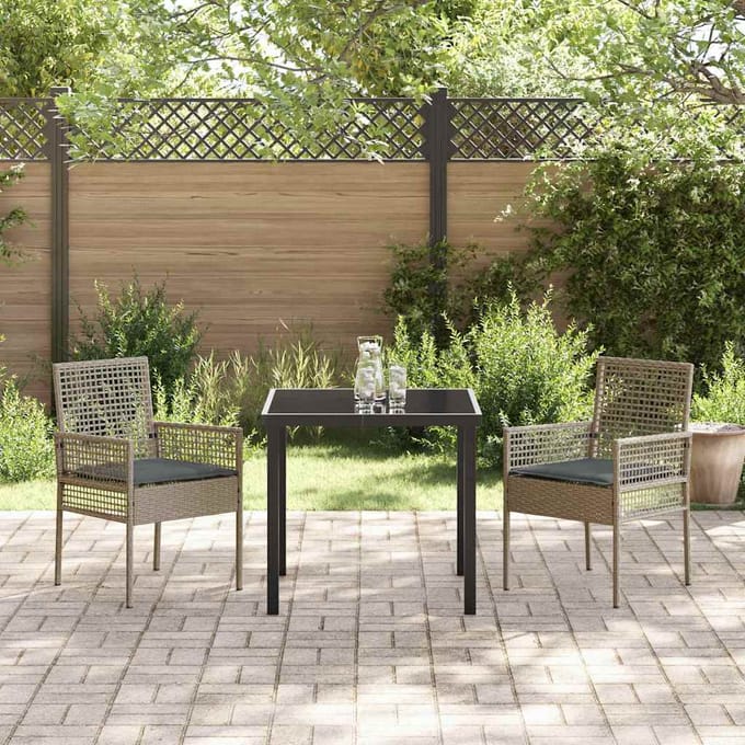 vidaXL Tuinstoel met kussen 2 pcs Grijs 55 x 53 x 85 cm poly rattan