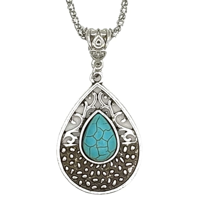 Rhylane – Ketting Met Turquoise Hanger Druppel - Lengte - 50 + 7 cm verstelbaar