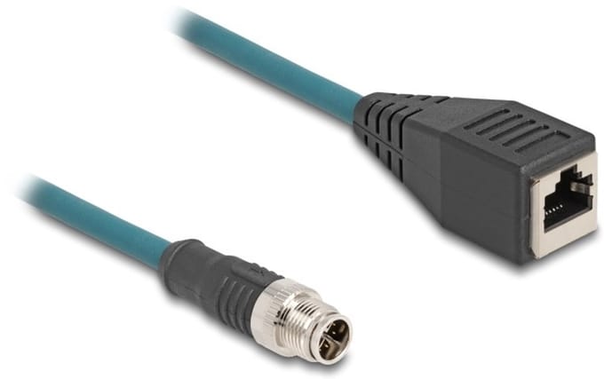 M12 8-pins X-gecodeerd (m) - RJ45 (v) industriële netwerkkabel | CAT6a | PUR | 0,50 meter