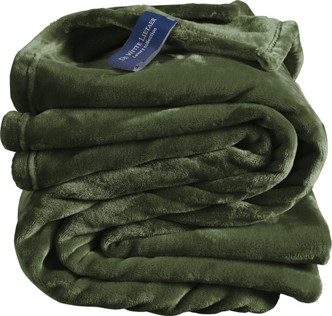 De Witte Lietaer Fleece deken Cosy Khaki - 150 x 200 cm - Groen