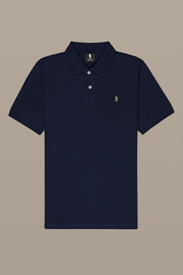 polo met patch man marine blauw