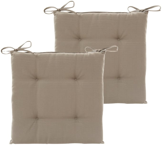 Hespiride Stoelkussen Altea - 2x - 40 x 40 cm - lichtbruin - vierkant - polyester - tuinkussen - buiten