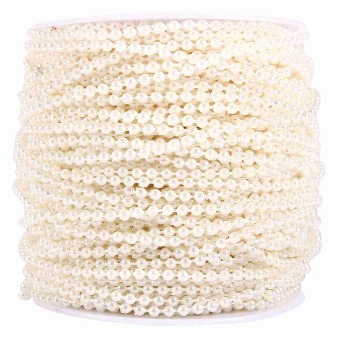 Rouleau 50M 3mm Fil de Pêche Perles Cordon Chaîne Guirlande Décoration de Mariage Pièces Maîtresses Blanc beige
