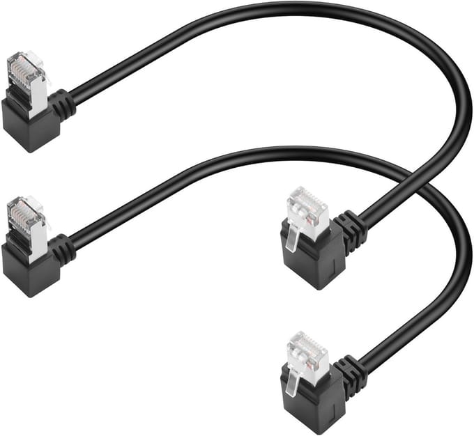 Cat5e Ethernet-kabel 90 graden RJ45 - 2 stuks - Ideaal voor PC, routers en printers
