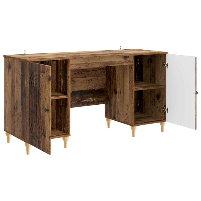 vidaXL - Bureau - Oud - hout - 142,5 - x - 50 - x - 75 - cm - Bewerkt - hout