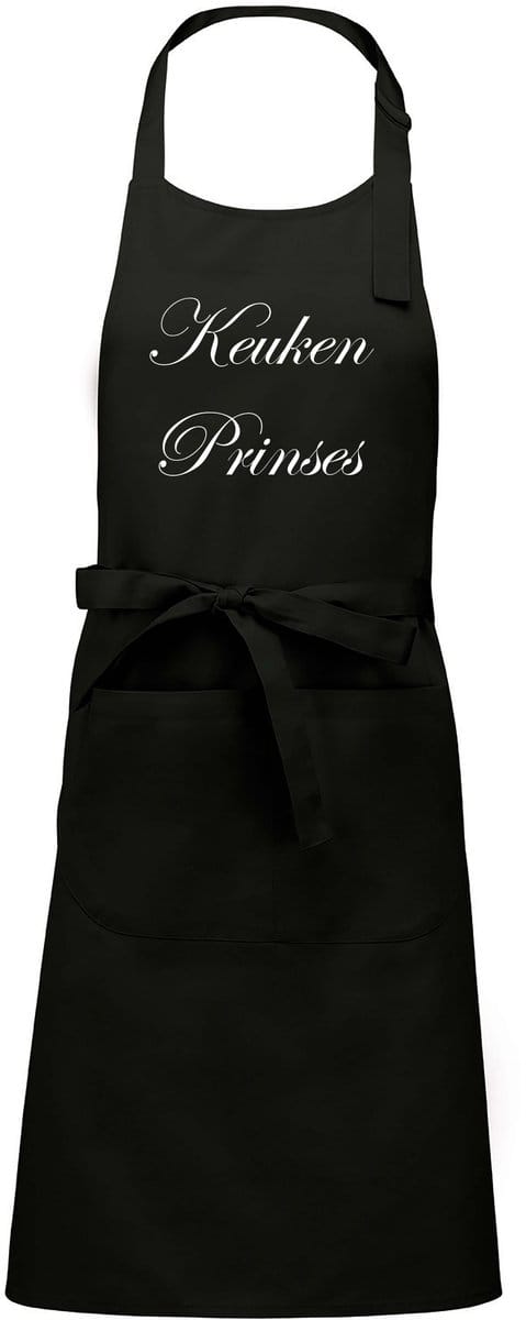 Keuken Prinses - Luxe Schort Keukenschort met tekst - Zwart