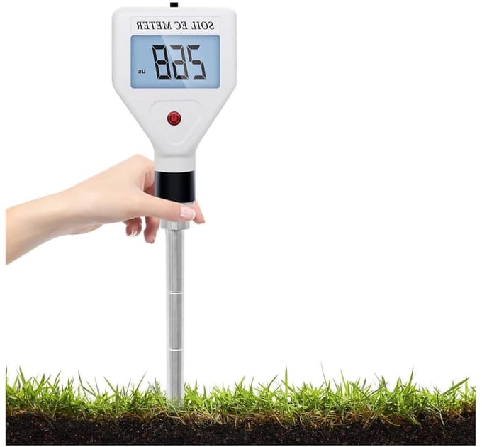 Digitale Bodemmeter - EC Vocht Tester - Planten Verzorgen - Temperatuurcompensatie - 215 mm - Grijs