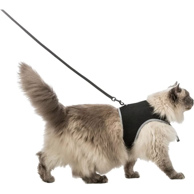 Trixie Soft harness cat with leash XXL 36-54 cm 1.20 m Zwart