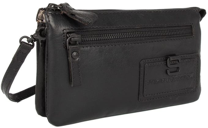 Leren Crossbodytas / Clutch - Alma - Zwart