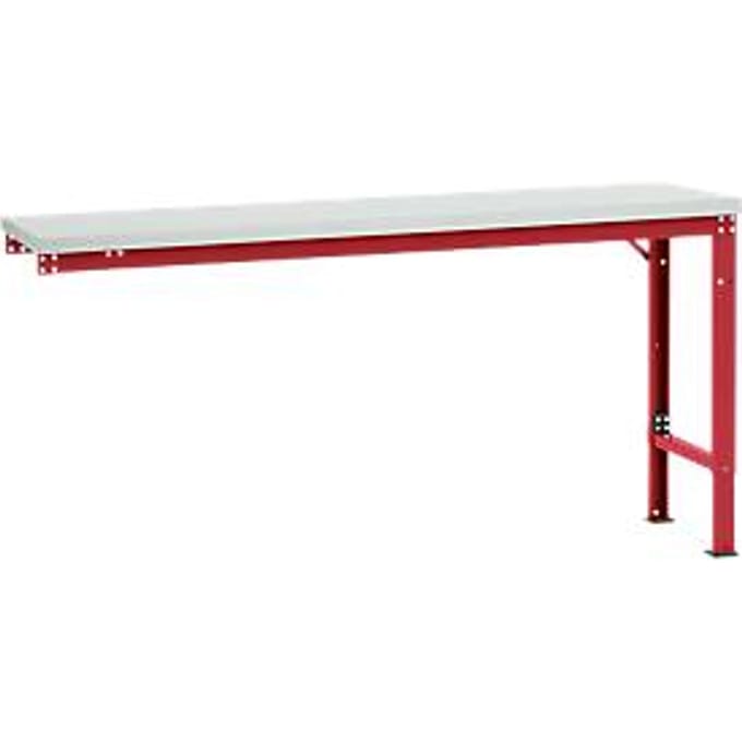 Manuflex aanbouwtafel UNIVERSAL Speciaal, 1750 x 800 mm, melamine lichtgrijs, robijnrood