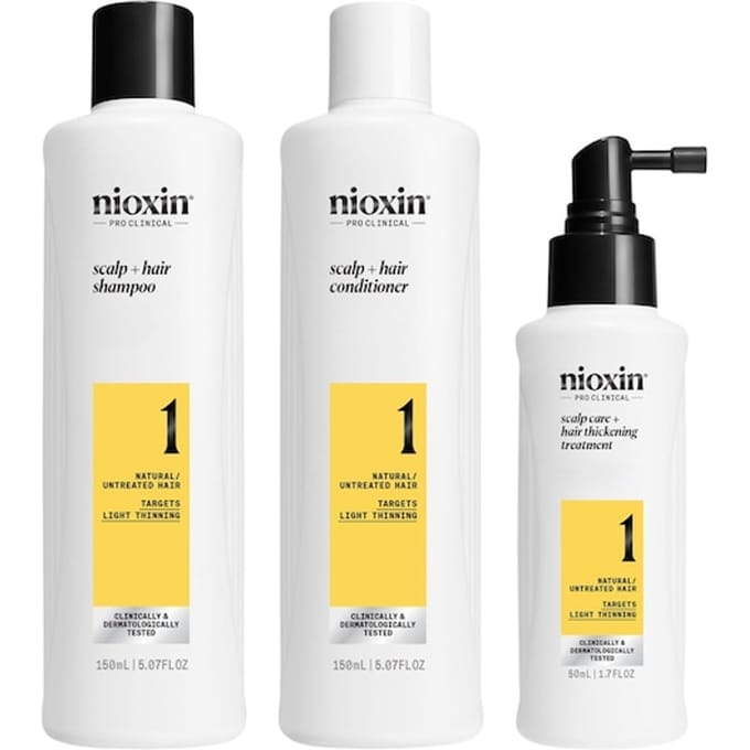 Nioxin System 1 – Trial Kit - voor Natuurlijk Haar - Anti Haaruitval - Dunner Wordend Haar – 150+150+50ml