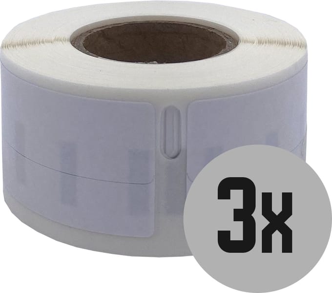 DULA Dymo Compatible labels - Wit - 99017 - S0722460 - Hangmapetiketten - 3 rollen - 12 x 50 mm - 220 labels per rol