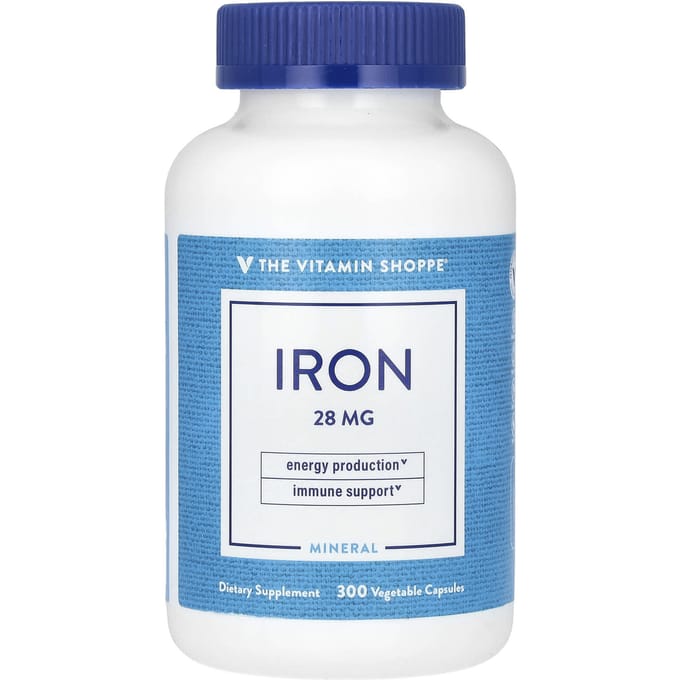 The Vitamin Shoppe, IJzer, 28 mg, 300 Plantaardige Capsules