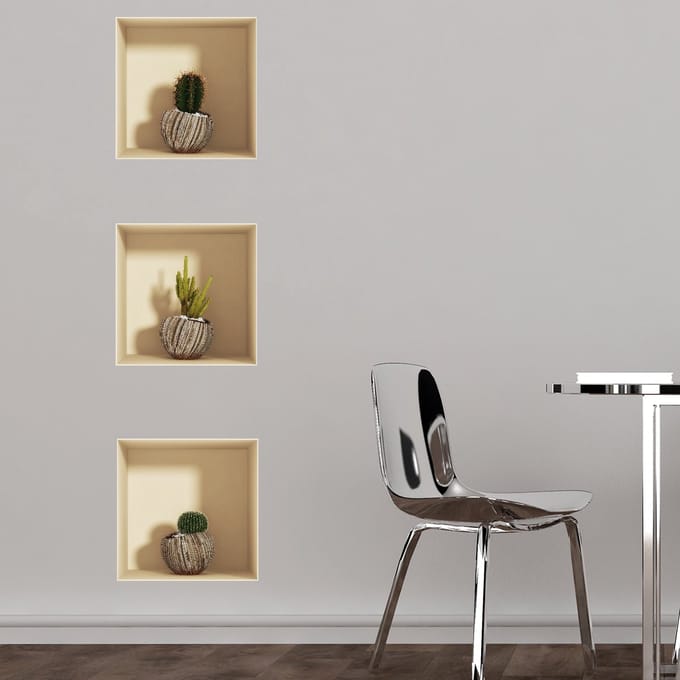 Sticker met 3D-effect van exotische cactussen, 40 x 120 cm
