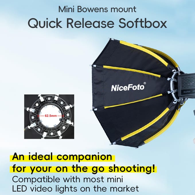NiceFoto mini-50g 50cm/ 20in Mini Octagonale Softbox met Verwijderbare Diffuser Doek Honingraatrooster zwart
