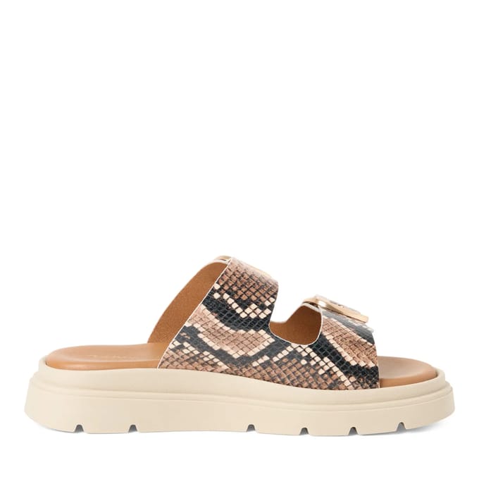 Tamaris dames leren muiltjes Beige/Snake