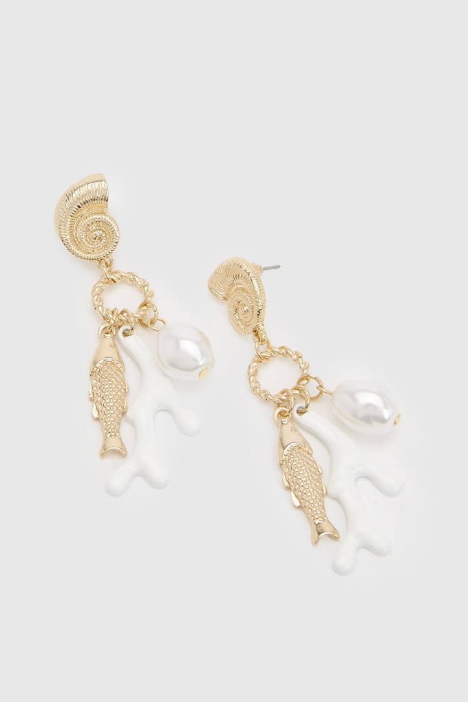 boohoo Dames Oceaan Charme Oorbellen | Goud