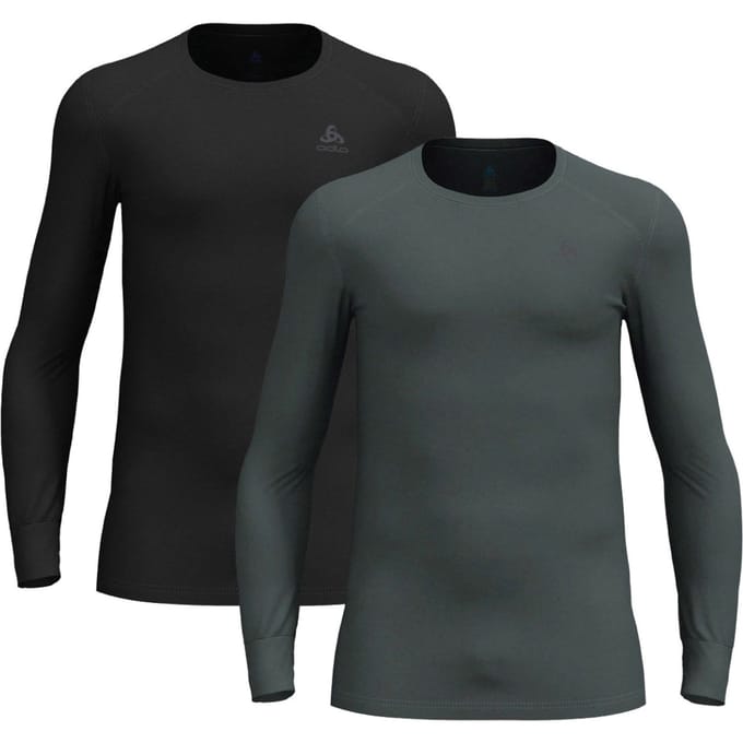 Odlo Active Warm Lange Mouw Thermoshirt 2-Pack Heren - Zwart/Army Groen - Maat M