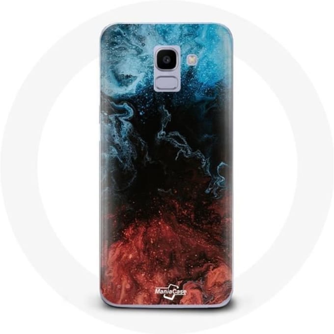 Hoesje voor Samsung Galaxy A8 2018 abstracte textuur achtergrond rood zwart blauw