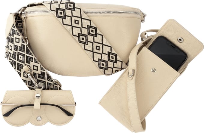 Jackie L Cross Body bag & Accessoires, Leer, Beige