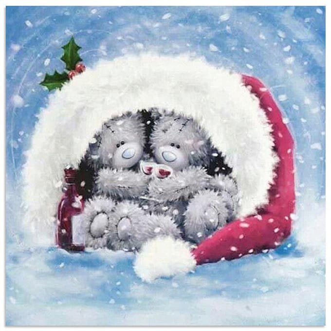 Ours Peinture Diamant 5D DIY Animaux Broderie Diamant Rond Complet 30x30CM white