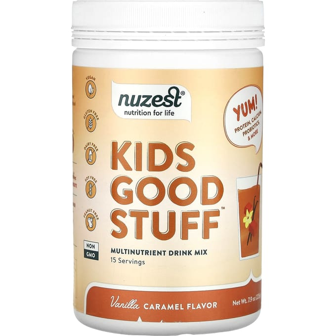Nuzest, Kids Good Stuff, Multi-Vitamine Drankmix, Vanille Karamel, 7.9 oz (225 gr)