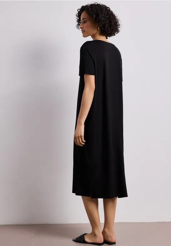 Midi-jurk met korte mouwen en splitdetail