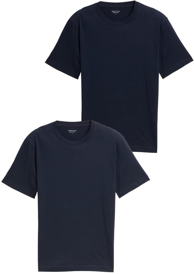 Tom Tailor - Katoenen T-shirts in een set van 2 - Maat S - sky captain blue