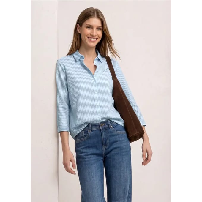 Overhemdblouse van seersucker