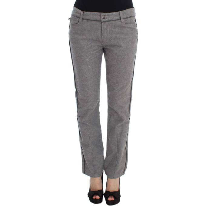 Grijze Rechte Broek met Zijstripe Detail